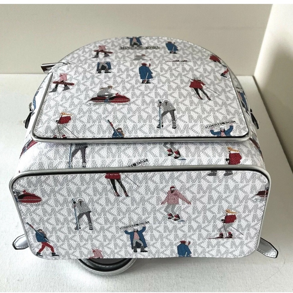 New Michael Kors Jet Set Girls Adina Medium Backpack Bright White Multi - Picture 4 of 6